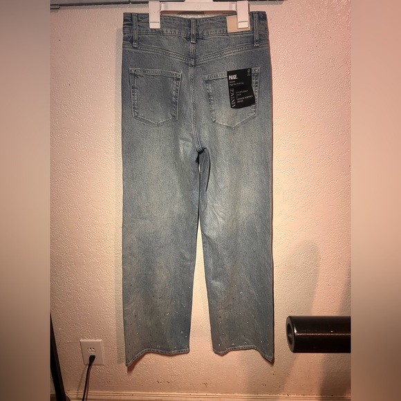 PAIGE Sasha High Waist Wide Leg Jeans Eza Embellished size 28 rhinestone jeans - Picture 8 of 9
